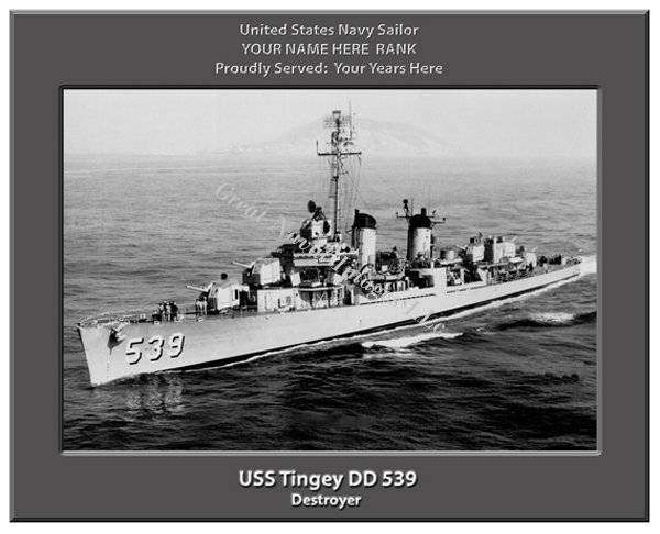 USS Tingey DD 539 Personalized Navy Ship Photo