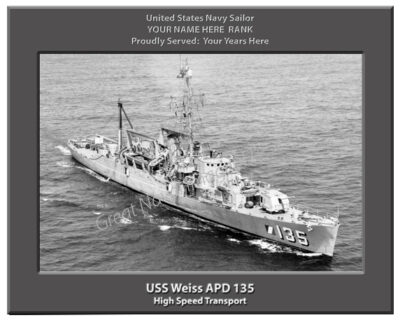 USS Weiss APD 135 Personalized Navy Ship Photo