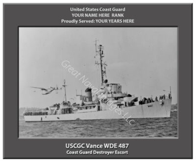 USCGC Vance WDE 487 Personalized Cutter Photo