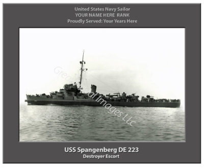 USS Spangenberg DE 223 Personalized Navy Ship Training