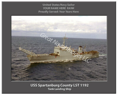 USS Spartanburg County LST 1192 Personalized Navy Ship Photo