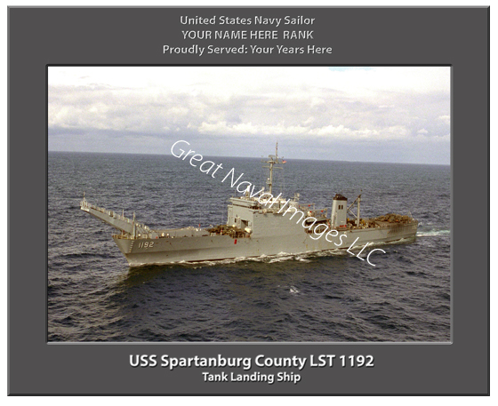 USS Spartanburg County LST 1192 Personalized Navy Ship Photo